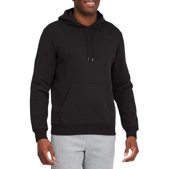 Puma Fleece Sweatshirt SM Puma Fleece Hoodie BLACK Logo Cotton-Blend SMALL Hood - Picture 3 of 15